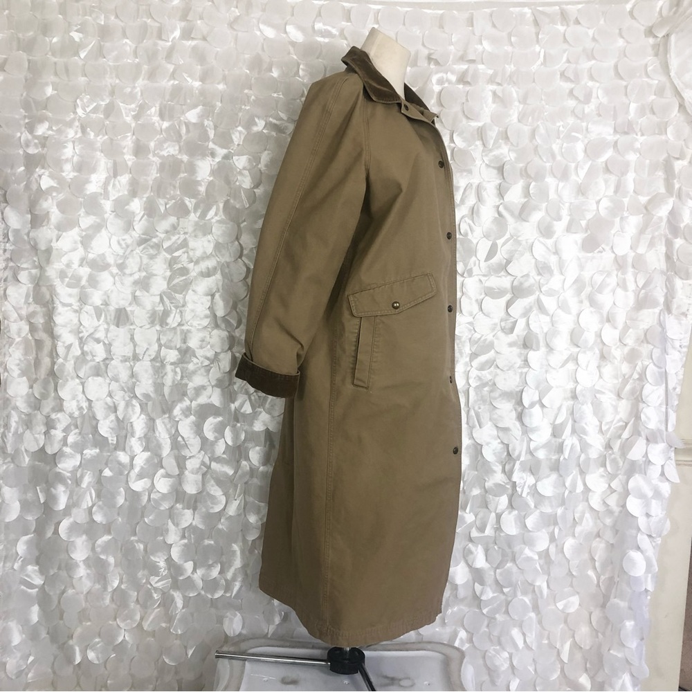 Vintage LL Bean womens medium Tan Long Duster coat, flannel lined - Picture 4 of 12